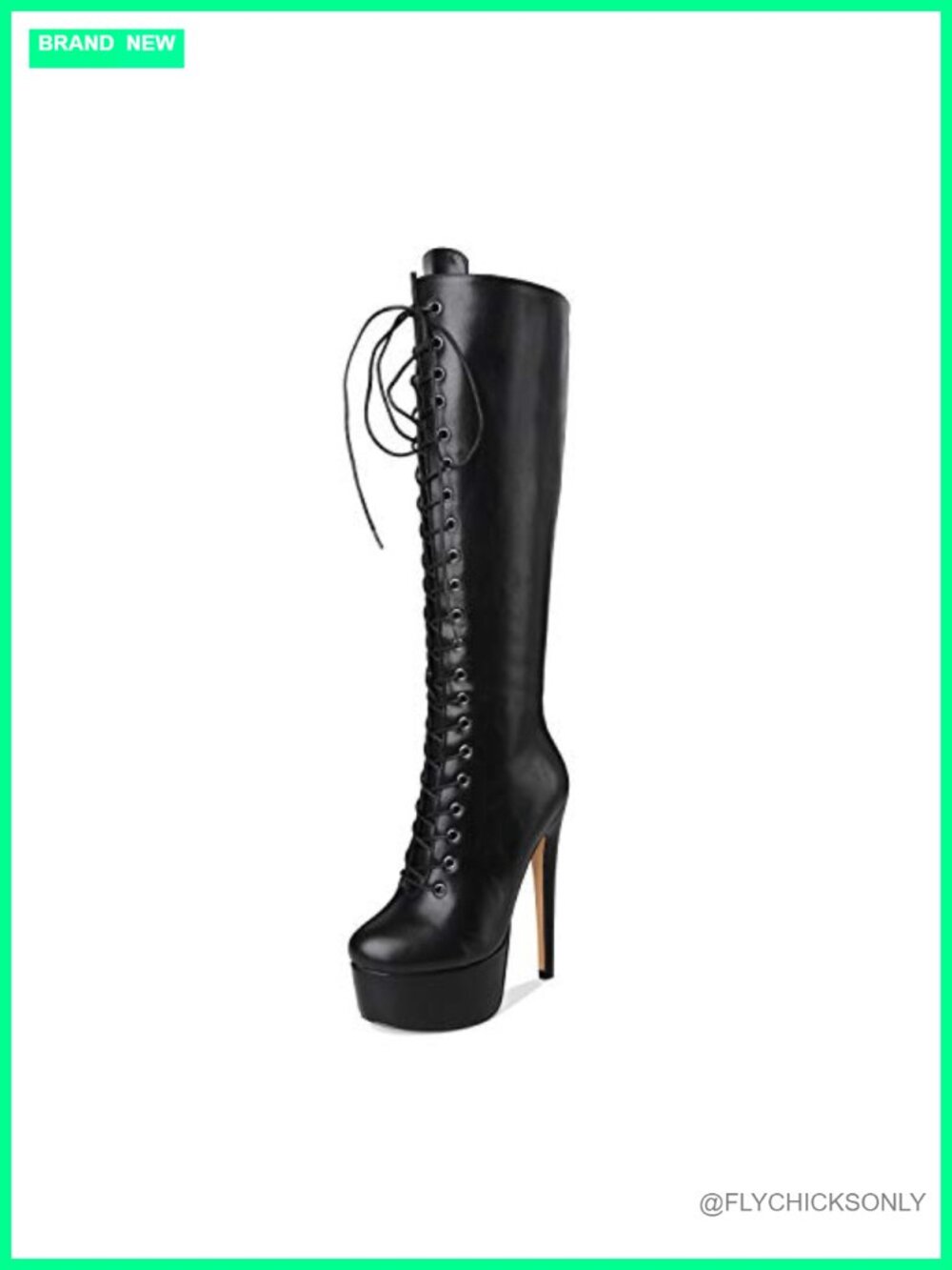 Women's Platform Lace Up Stiletto Knee High Boots PU Over The Knee